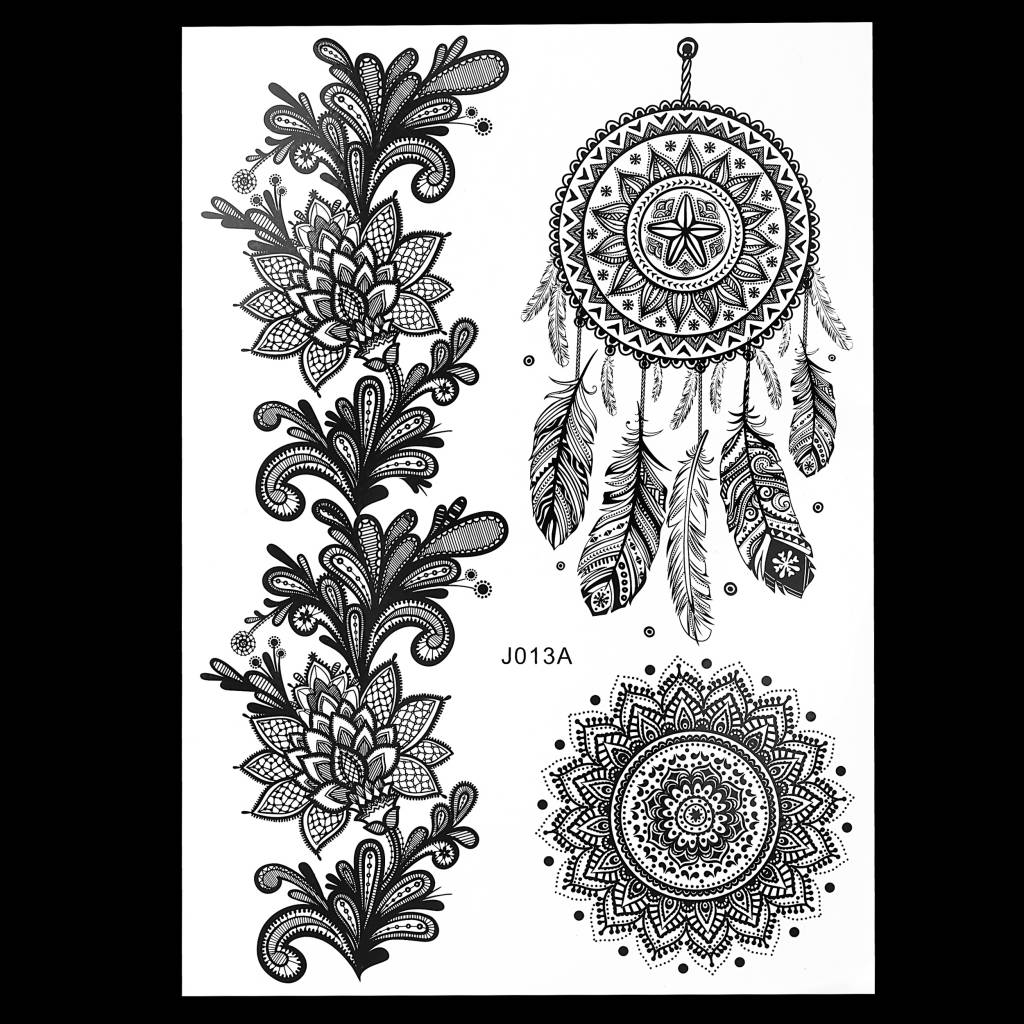 Black Dream Catcher / Mandala Temporary Boho Tattoo – TEMPOTATS